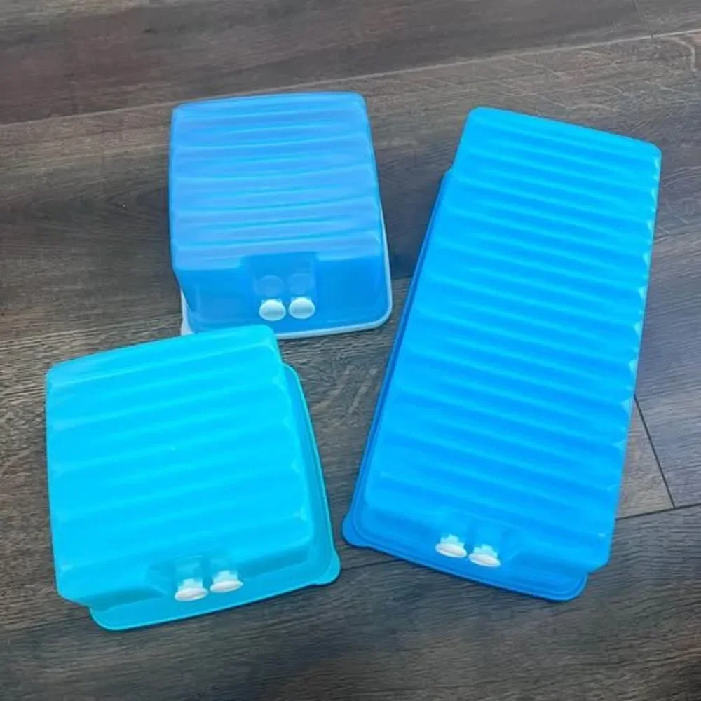 Tupperware FridgeSmart 3-Piece Vented Produce Saver Storage Set – Blue/Teal
